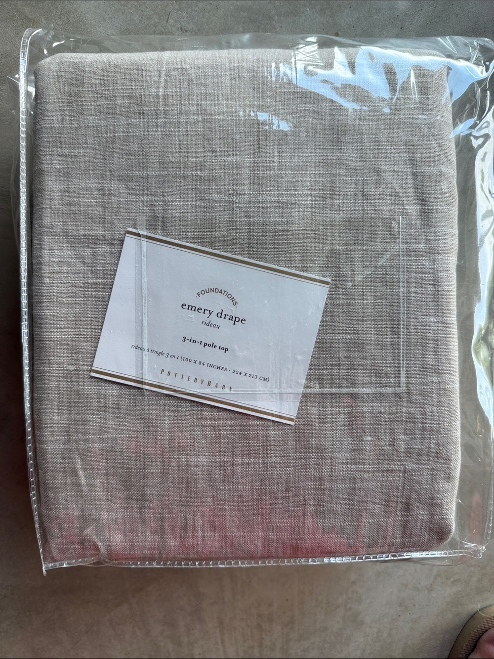 Pottery Barn Emery Drape 3-in-1 Pole Top Curtain - Neutral Linen